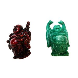 Laughing Buddha Figurines Set Of two Resin Statues Gift lucky spiritual